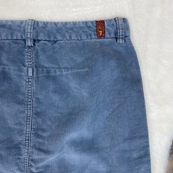 7 for al Mankind Corduroy Skirt 27 Blue Front Slit Vintage Y2K Women's - Picture 5 of 12
